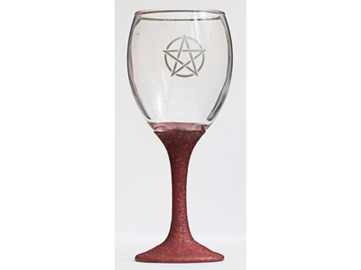 Pentacle Glass Chalice - Red